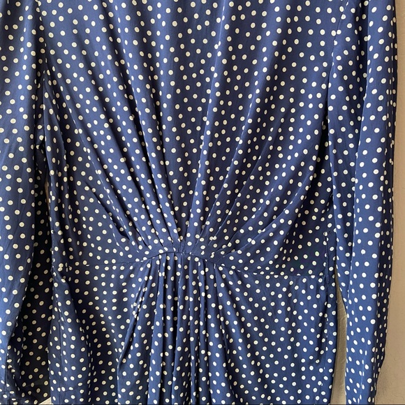 Vintage 80’s Silk Polka Dot Dress | Navy Blue and White | Vintage Size 12 - Picture 2 of 9
